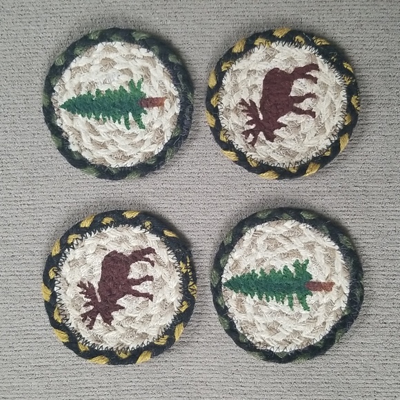 Lodge Trivets, Coasters, Mats. Moose and Pine Tree Set - Picture 2 of 4